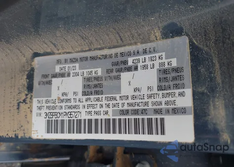 2023 Mazda Mazda3 2.5 S Carbon Edition from USA, damaged, VIN 3MZBPBCM1PM357271